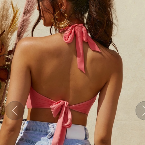 Oh Polly Bound By Love cut out wrap crop top halter cross - Picture 3 of 3